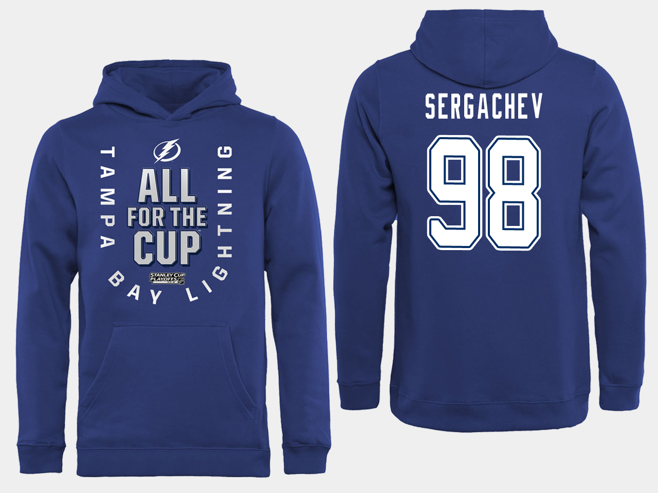 NHL Men adidas Tampa Bay Lightning 98 Sergachev blue All for the Cup Hoodie